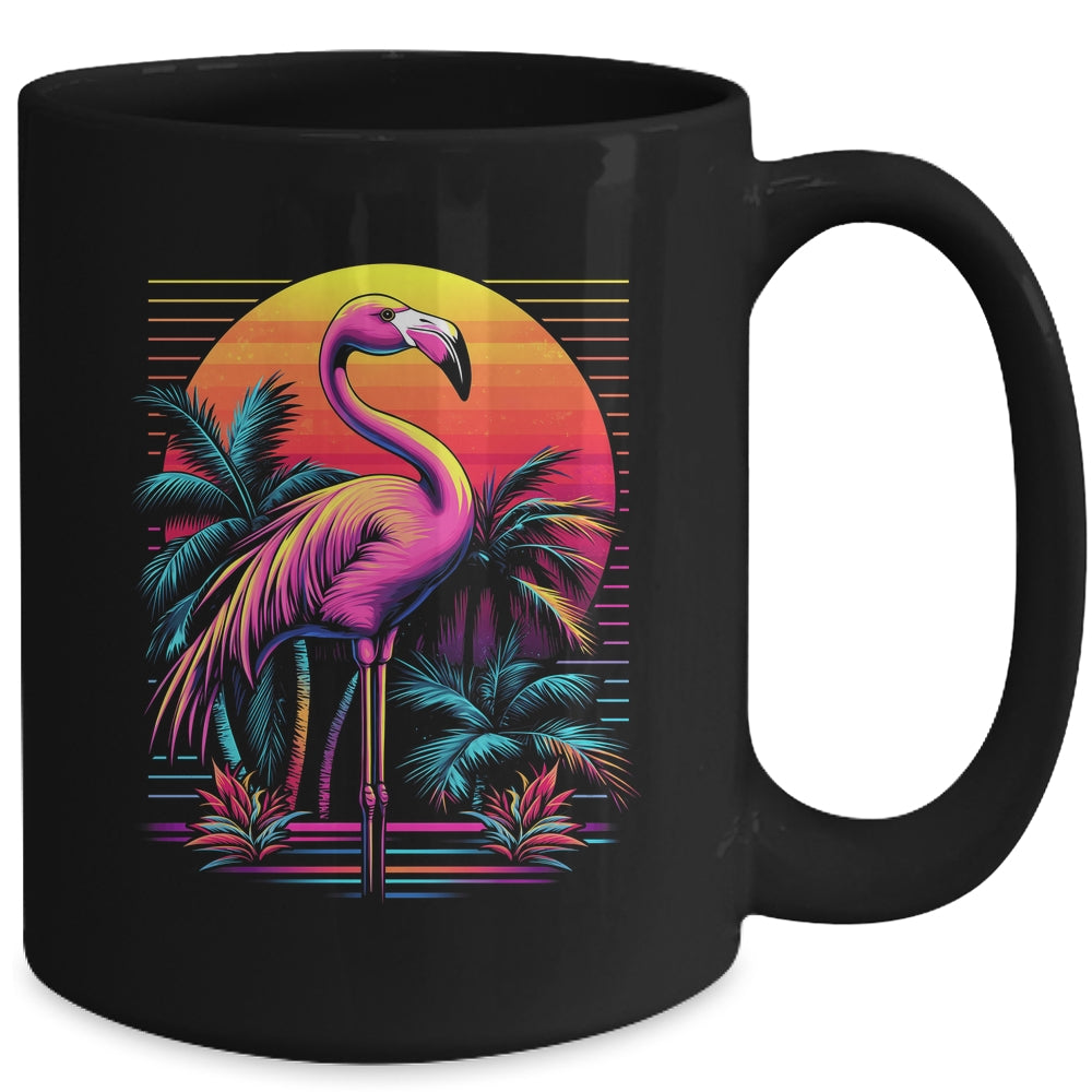 Pink Flamingo Beach Summer Vibes Tree Palm Tropical Summer Mug | teecentury