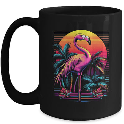 Pink Flamingo Beach Summer Vibes Tree Palm Tropical Summer Mug | teecentury