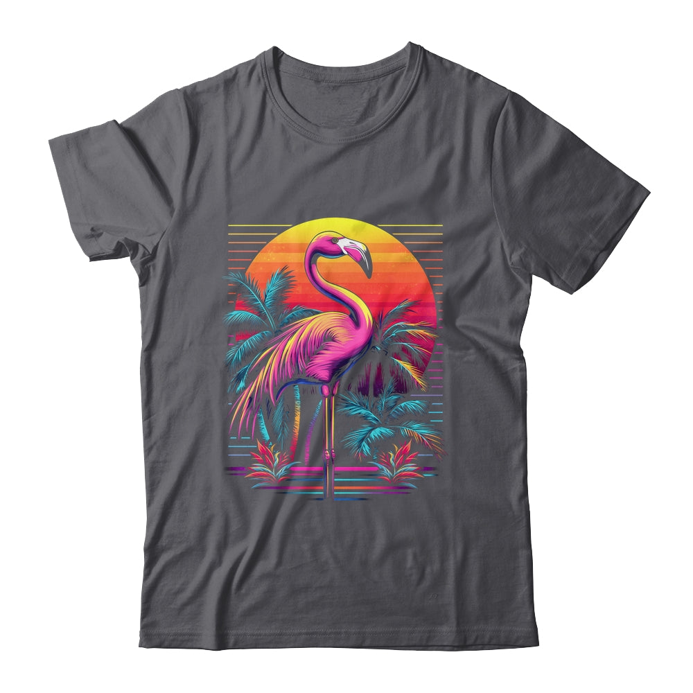 Pink Flamingo Beach Summer Vibes Tree Palm Tropical Summer Shirt & Tank Top | teecentury