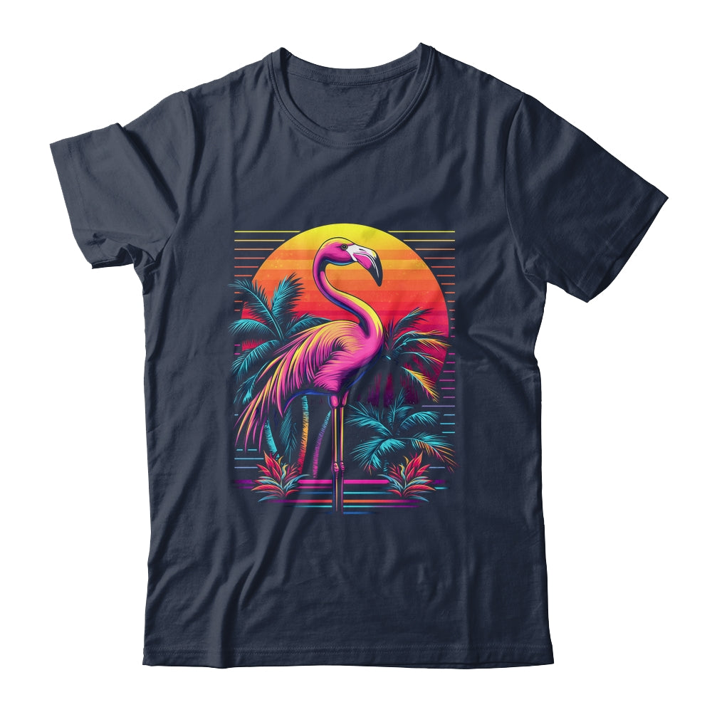 Pink Flamingo Beach Summer Vibes Tree Palm Tropical Summer Shirt & Tank Top | teecentury