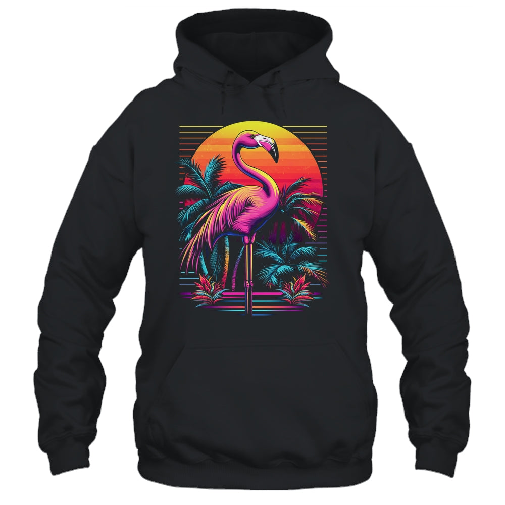 Pink Flamingo Beach Summer Vibes Tree Palm Tropical Summer Shirt & Tank Top | teecentury