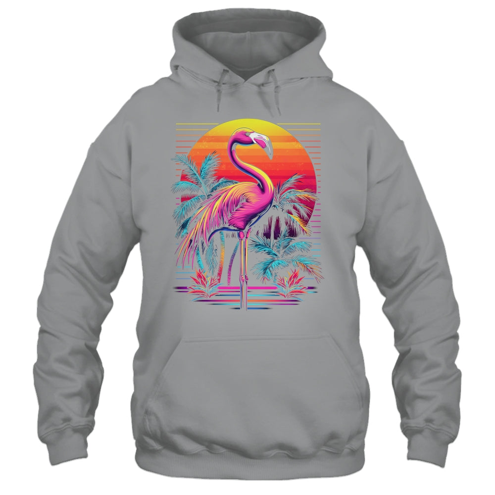Pink Flamingo Beach Summer Vibes Tree Palm Tropical Summer Shirt & Tank Top | teecentury