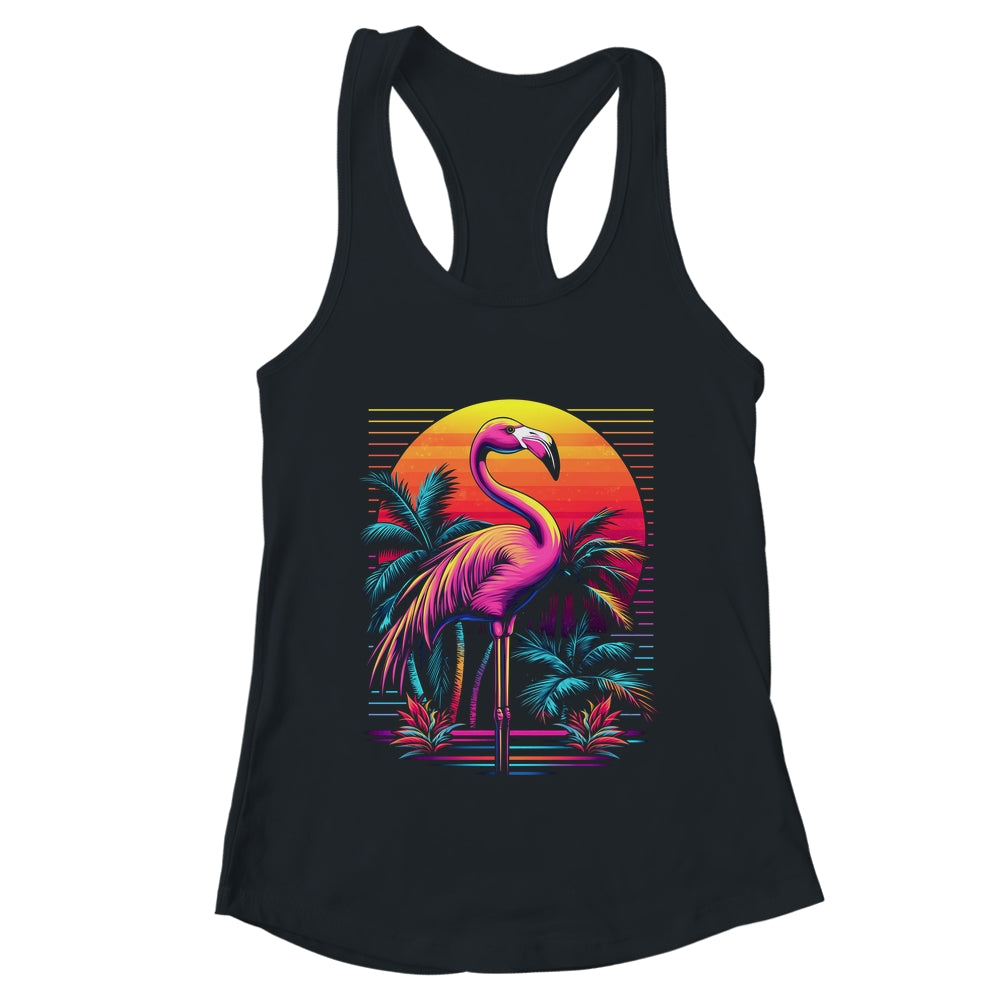 Pink Flamingo Beach Summer Vibes Tree Palm Tropical Summer Shirt & Tank Top | teecentury