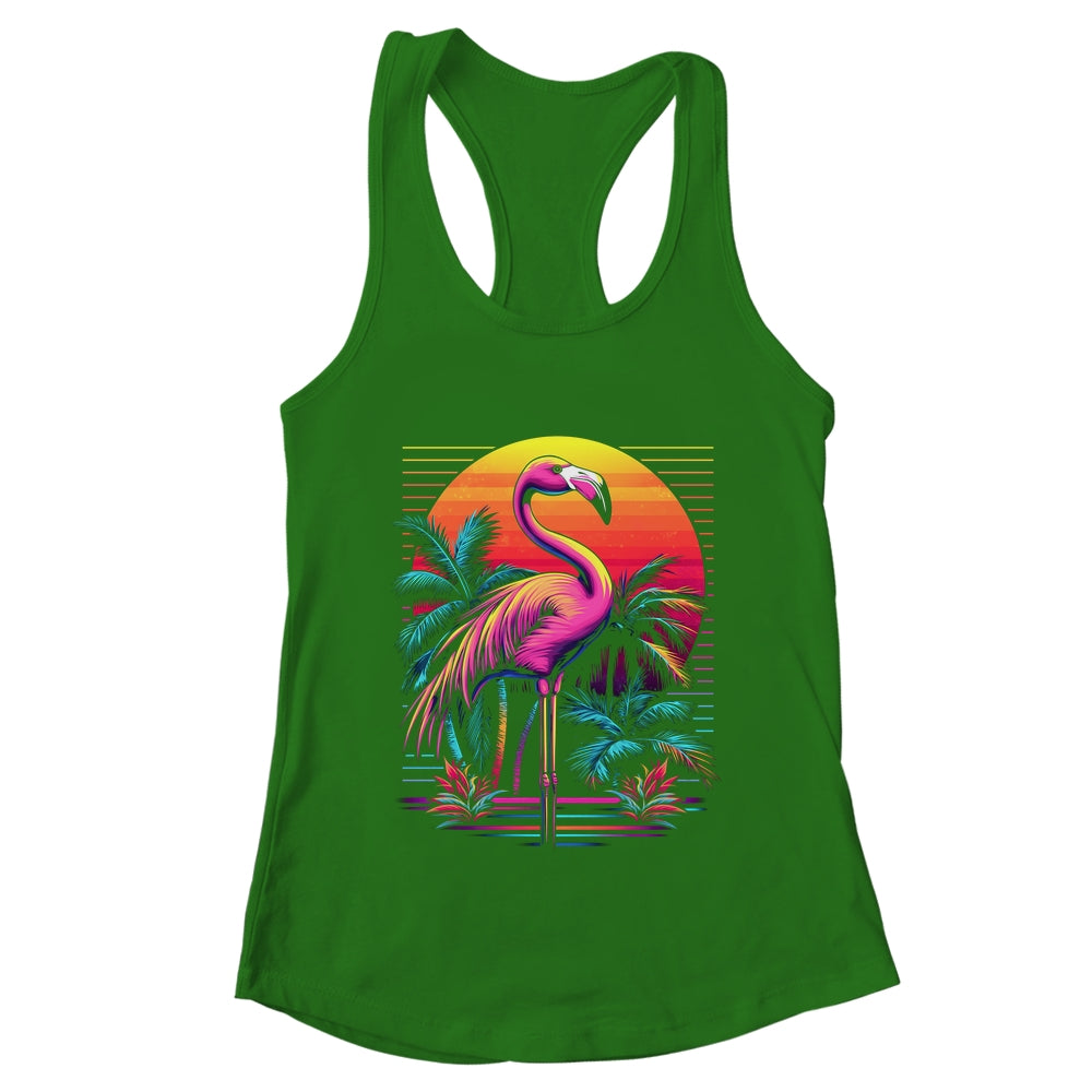 Pink Flamingo Beach Summer Vibes Tree Palm Tropical Summer Shirt & Tank Top | teecentury