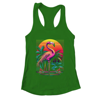 Pink Flamingo Beach Summer Vibes Tree Palm Tropical Summer Shirt & Tank Top | teecentury