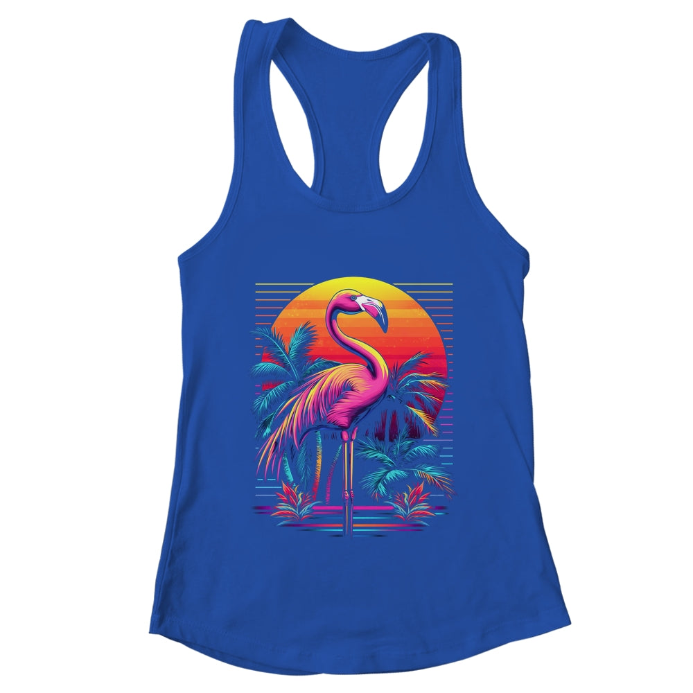 Pink Flamingo Beach Summer Vibes Tree Palm Tropical Summer Shirt & Tank Top | teecentury