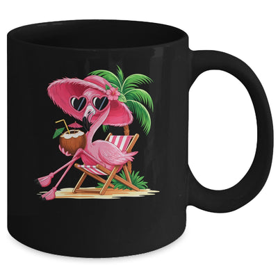 Pink Flamingo Summer Vibes Beach Palm Tree Summer Vacation Mug | teecentury