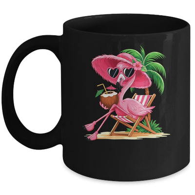 Pink Flamingo Summer Vibes Beach Palm Tree Summer Vacation Mug | teecentury