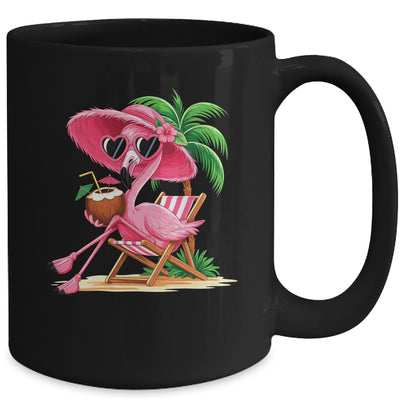 Pink Flamingo Summer Vibes Beach Palm Tree Summer Vacation Mug | teecentury