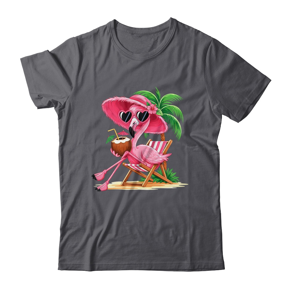 Pink Flamingo Summer Vibes Beach Palm Tree Summer Vacation Shirt & Tank Top | teecentury