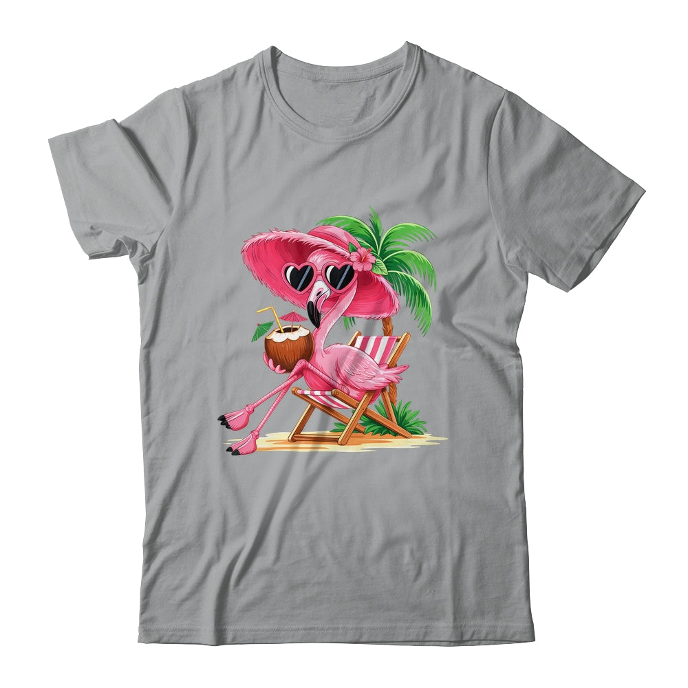 Pink Flamingo Summer Vibes Beach Palm Tree Summer Vacation Shirt & Tank Top | teecentury