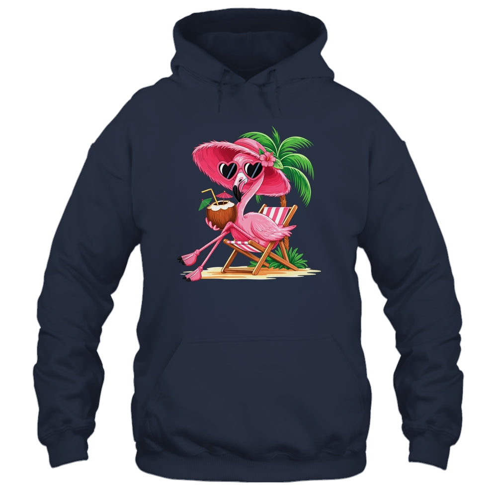 Pink Flamingo Summer Vibes Beach Palm Tree Summer Vacation Shirt & Tank Top | teecentury