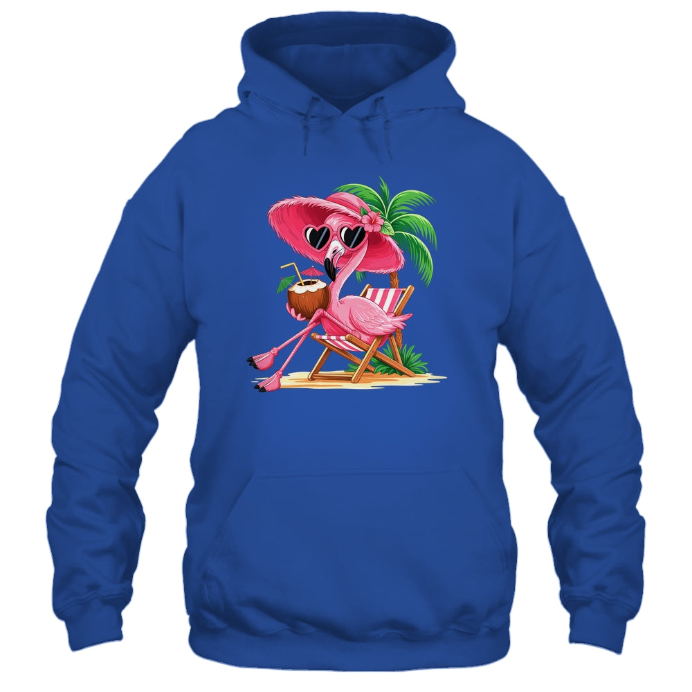 Pink Flamingo Summer Vibes Beach Palm Tree Summer Vacation Shirt & Tank Top | teecentury
