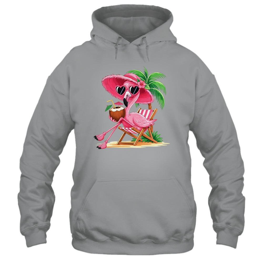 Pink Flamingo Summer Vibes Beach Palm Tree Summer Vacation Shirt & Tank Top | teecentury