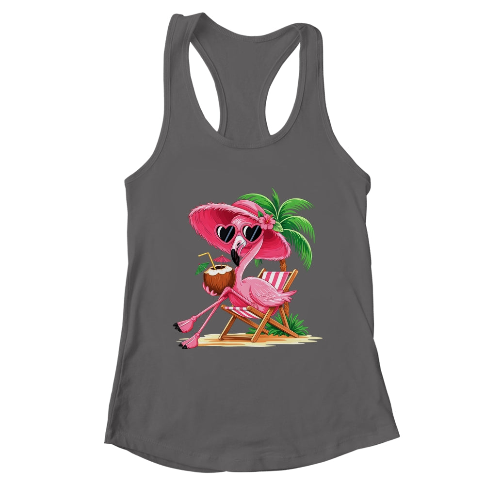 Pink Flamingo Summer Vibes Beach Palm Tree Summer Vacation Shirt & Tank Top | teecentury