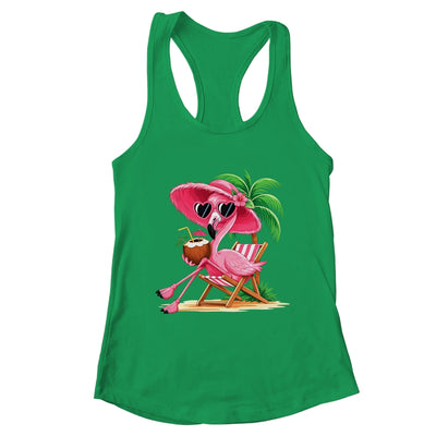 Pink Flamingo Summer Vibes Beach Palm Tree Summer Vacation Shirt & Tank Top | teecentury