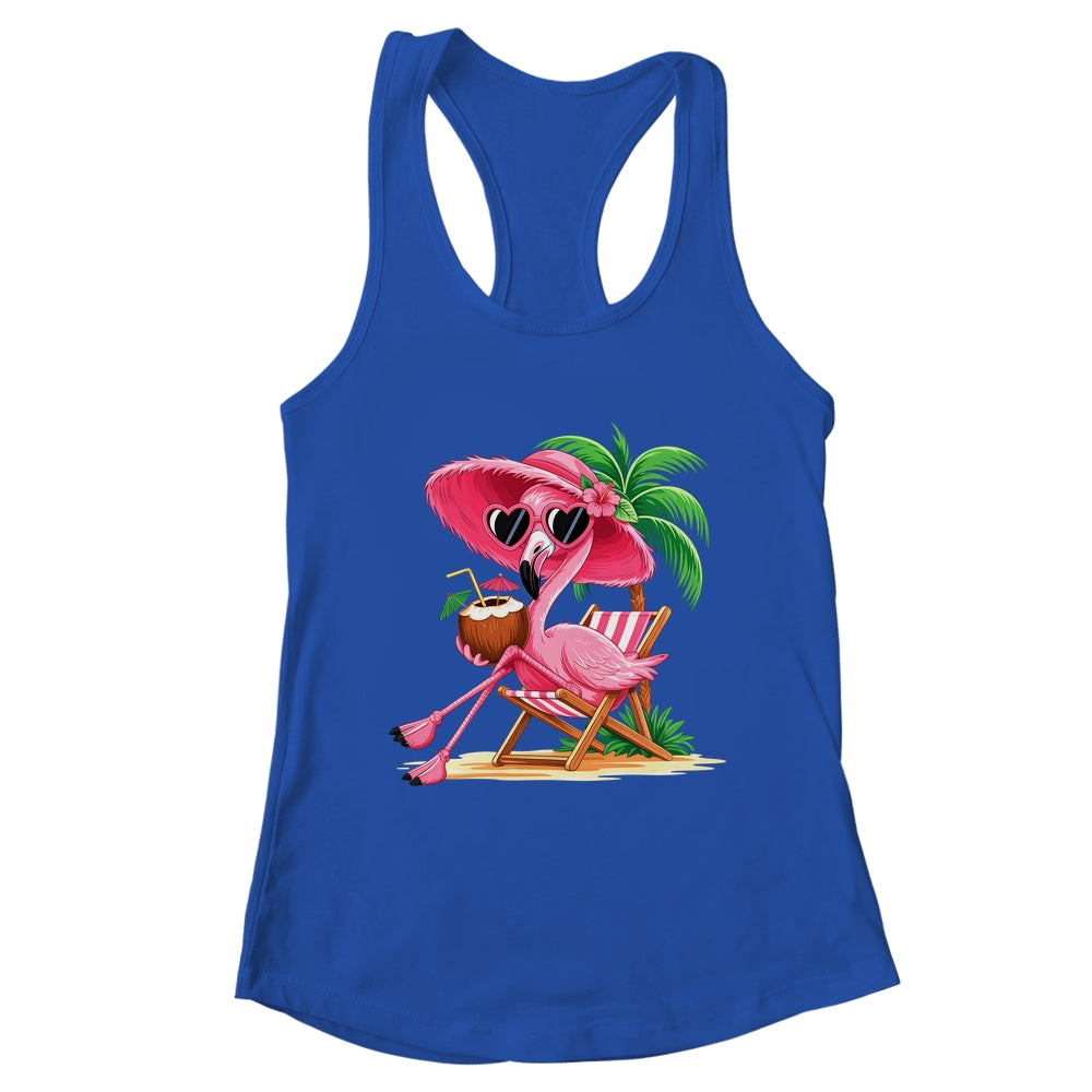 Pink Flamingo Summer Vibes Beach Palm Tree Summer Vacation Shirt & Tank Top | teecentury