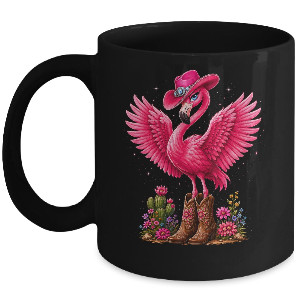 Pink Flamingo Tropical Bird Western Country Cowgirl Boots Mug | teecentury
