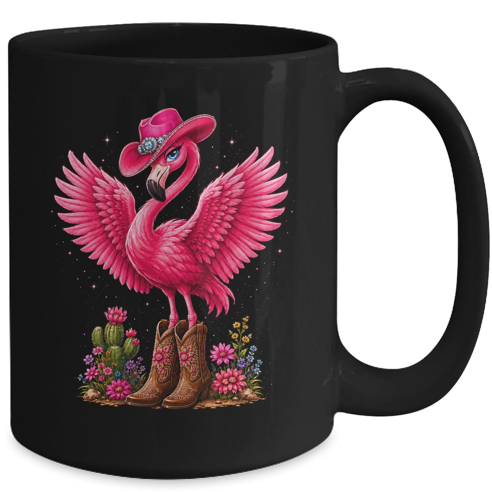 Pink Flamingo Tropical Bird Western Country Cowgirl Boots Mug | teecentury