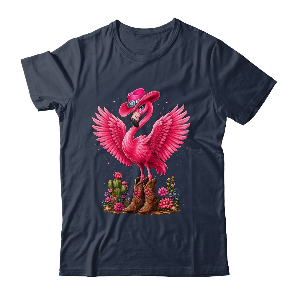 Pink Flamingo Tropical Bird Western Country Cowgirl Boots Shirt & Tank Top | teecentury