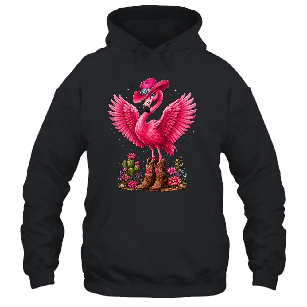 Pink Flamingo Tropical Bird Western Country Cowgirl Boots Shirt & Tank Top | teecentury