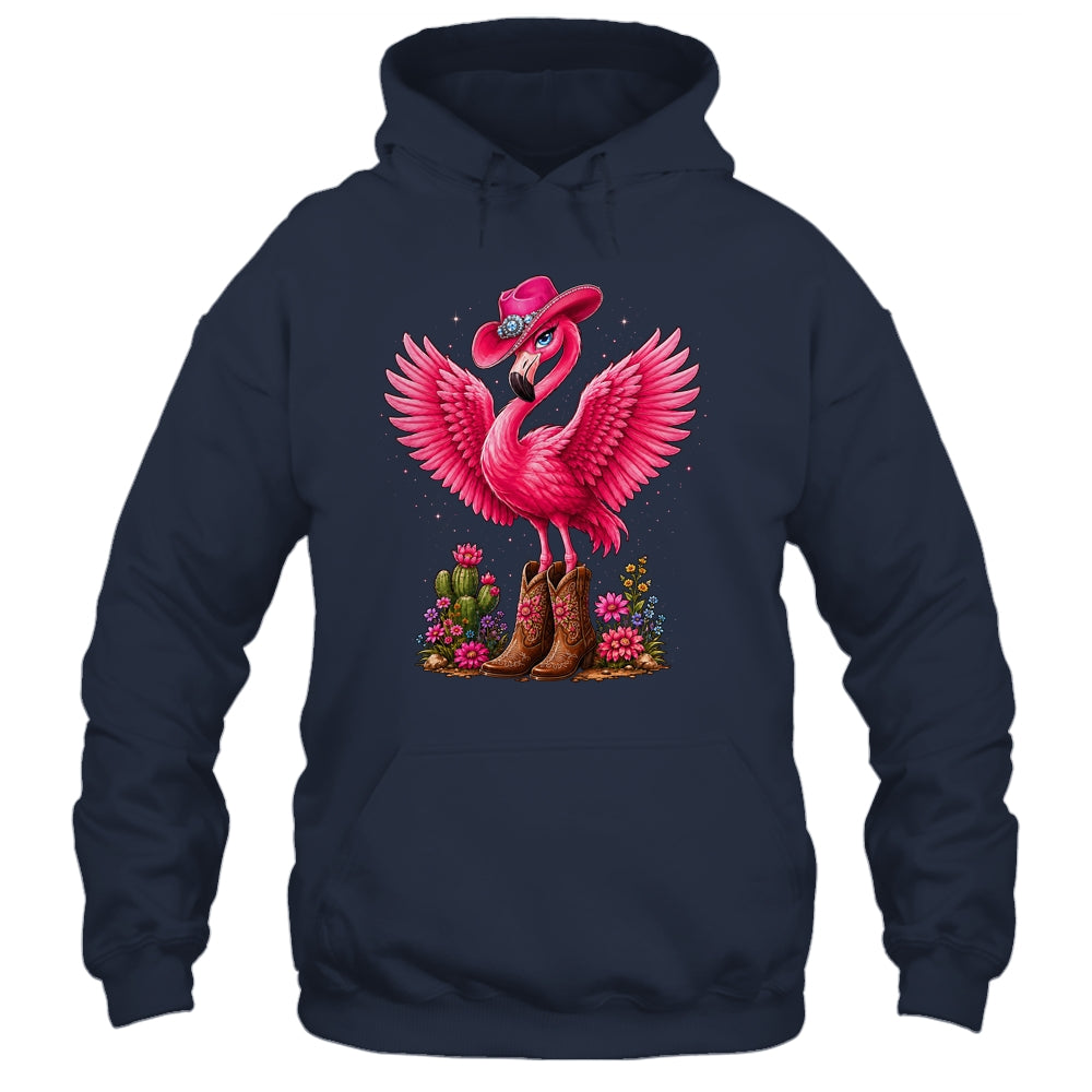 Pink Flamingo Tropical Bird Western Country Cowgirl Boots Shirt & Tank Top | teecentury