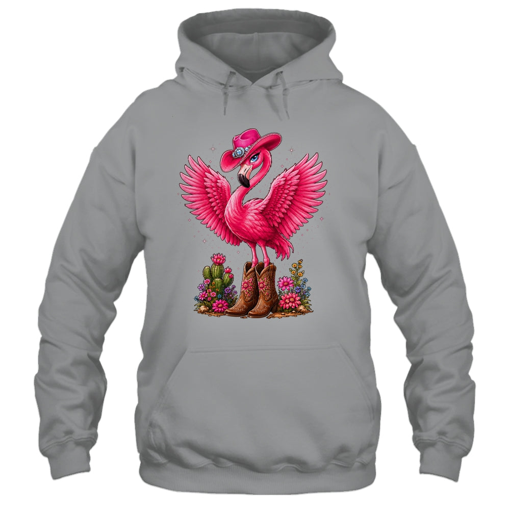 Pink Flamingo Tropical Bird Western Country Cowgirl Boots Shirt & Tank Top | teecentury