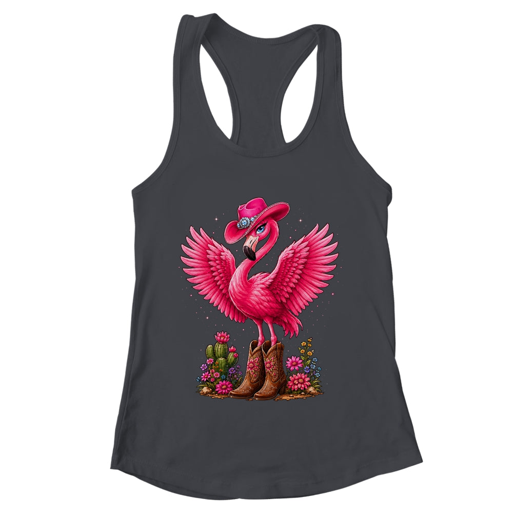 Pink Flamingo Tropical Bird Western Country Cowgirl Boots Shirt & Tank Top | teecentury