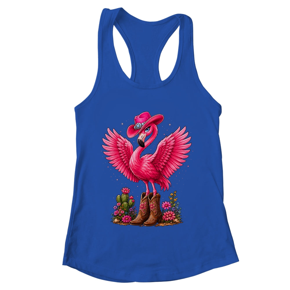 Pink Flamingo Tropical Bird Western Country Cowgirl Boots Shirt & Tank Top | teecentury
