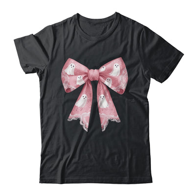 Pink Ghost Coquette Bow Halloween Spooky Season Womens Girls Shirt & Sweatshirt | teecentury
