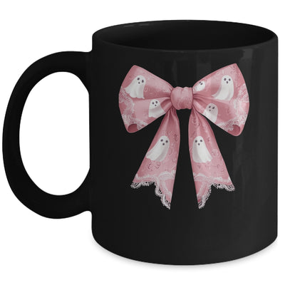 Pink Ghost Coquette Bow Halloween Spooky Season Womens Girls Mug | teecentury