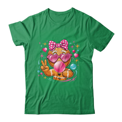 Pink Gingerbread Girl With Sunglasses Blowing Bubble Xmas Shirt & Sweatshirt | teecentury