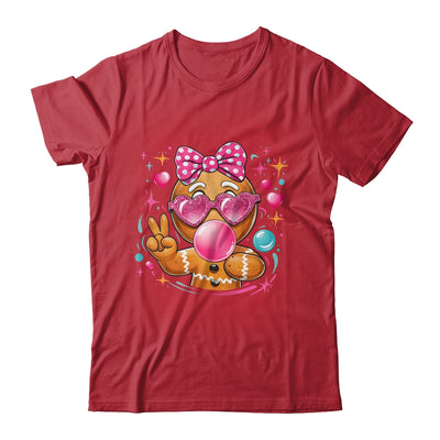Pink Gingerbread Girl With Sunglasses Blowing Bubble Xmas Shirt & Sweatshirt | teecentury