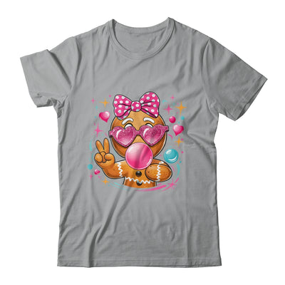 Pink Gingerbread Girl With Sunglasses Blowing Bubble Xmas Shirt & Sweatshirt | teecentury
