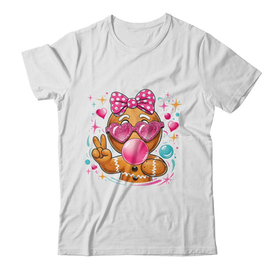Pink Gingerbread Girl With Sunglasses Blowing Bubble Xmas Shirt & Sweatshirt | teecentury