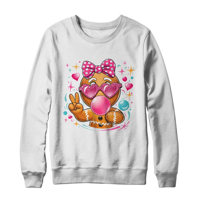 Pink Gingerbread Girl With Sunglasses Blowing Bubble Xmas Shirt & Sweatshirt | teecentury