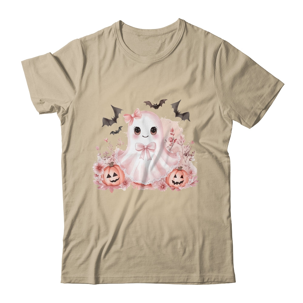 Pink Halloween Spooky Ghost Autumn Coquette Pink Girls Women Shirt & Sweatshirt | teecentury