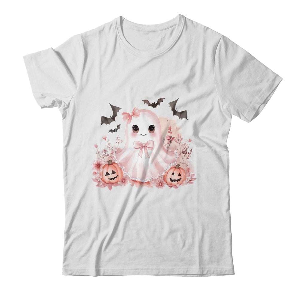 Pink Halloween Spooky Ghost Autumn Coquette Pink Girls Women Shirt & Sweatshirt | teecentury