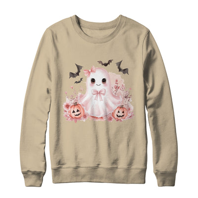 Pink Halloween Spooky Ghost Autumn Coquette Pink Girls Women Shirt & Sweatshirt | teecentury