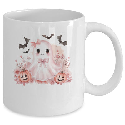 Pink Halloween Spooky Ghost Autumn Coquette Pink Girls Women Mug | teecentury