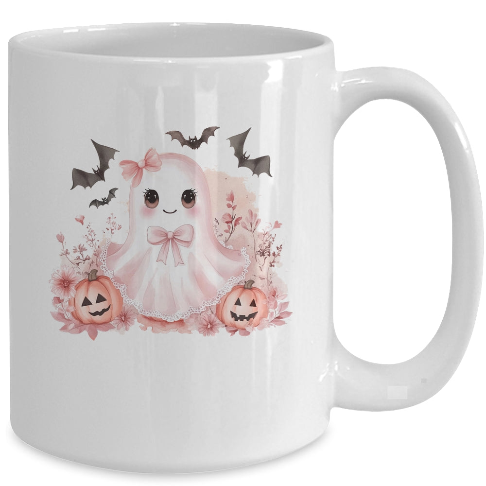 Pink Halloween Spooky Ghost Autumn Coquette Pink Girls Women Mug | teecentury