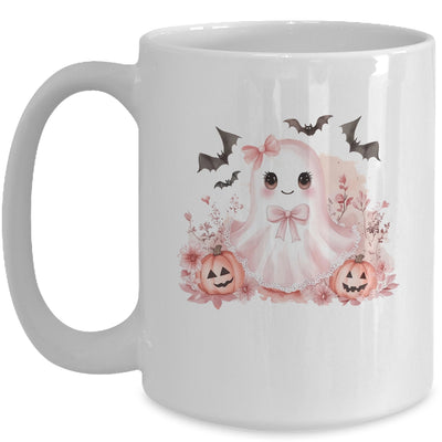 Pink Halloween Spooky Ghost Autumn Coquette Pink Girls Women Mug | teecentury