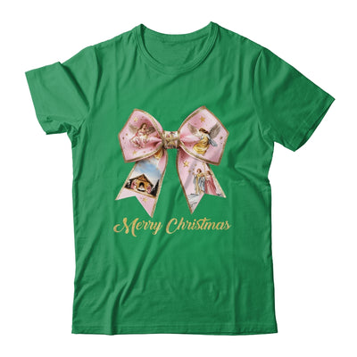Pink Jesus Merry Christmas Coquette Bow Christmas Nativity Shirt & Sweatshirt | teecentury