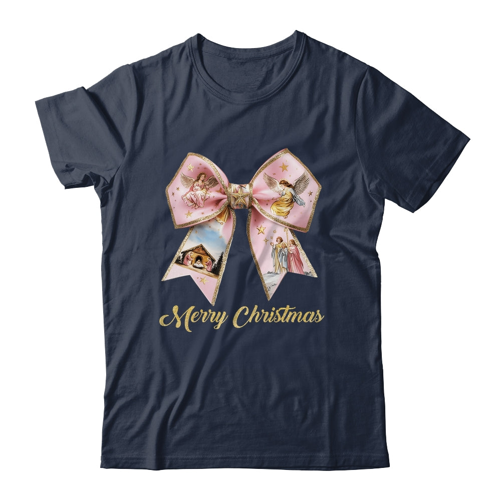 Pink Jesus Merry Christmas Coquette Bow Christmas Nativity Shirt & Sweatshirt | teecentury