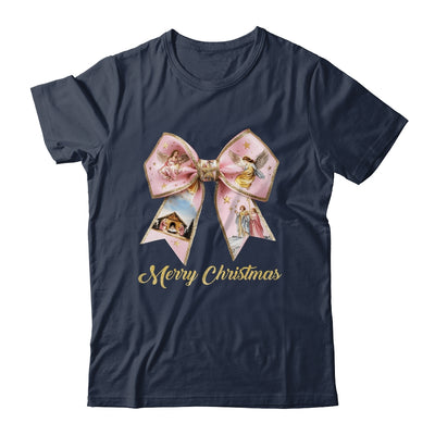 Pink Jesus Merry Christmas Coquette Bow Christmas Nativity Shirt & Sweatshirt | teecentury