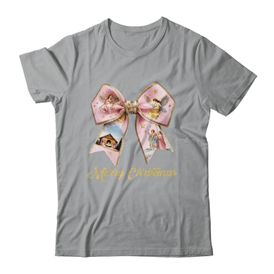 Pink Jesus Merry Christmas Coquette Bow Christmas Nativity Shirt & Sweatshirt | teecentury