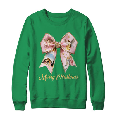 Pink Jesus Merry Christmas Coquette Bow Christmas Nativity Shirt & Sweatshirt | teecentury