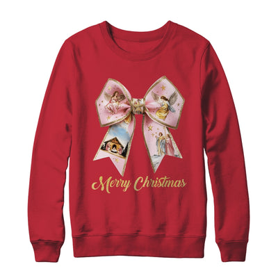 Pink Jesus Merry Christmas Coquette Bow Christmas Nativity Shirt & Sweatshirt | teecentury