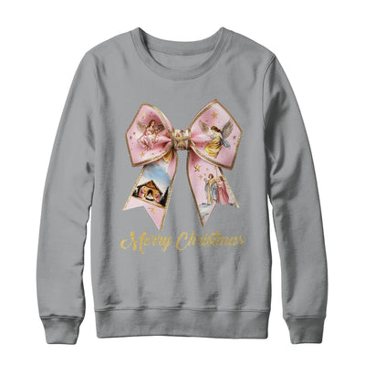 Pink Jesus Merry Christmas Coquette Bow Christmas Nativity Shirt & Sweatshirt | teecentury