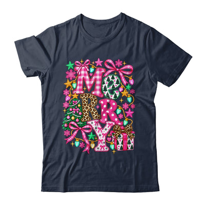 Pink Merry Christmas Leopard Bow Tree Holiday Women Girls Shirt & Sweatshirt | teecentury